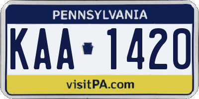 PA license plate KAA1420
