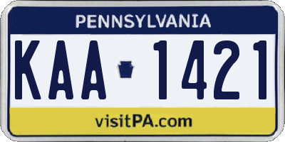 PA license plate KAA1421