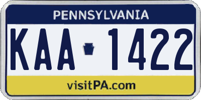 PA license plate KAA1422