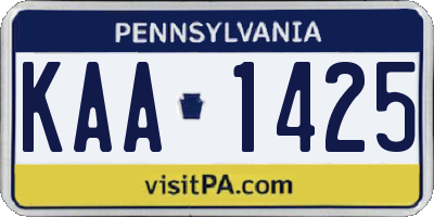 PA license plate KAA1425