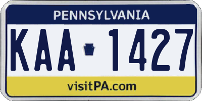 PA license plate KAA1427