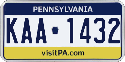 PA license plate KAA1432