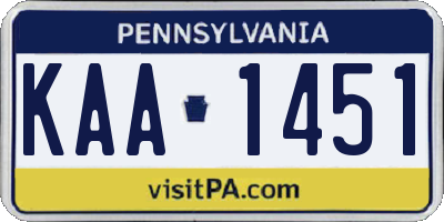 PA license plate KAA1451