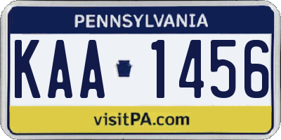 PA license plate KAA1456