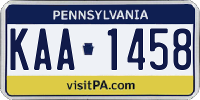 PA license plate KAA1458