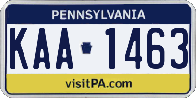 PA license plate KAA1463