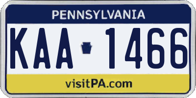 PA license plate KAA1466