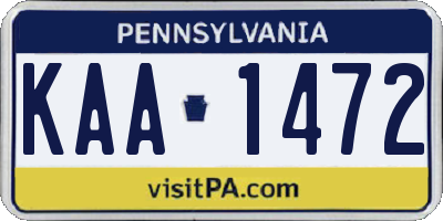 PA license plate KAA1472