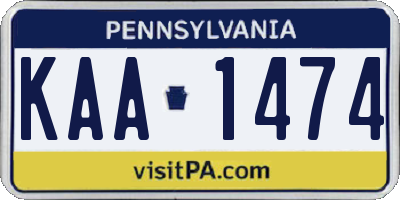 PA license plate KAA1474