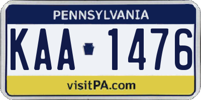 PA license plate KAA1476