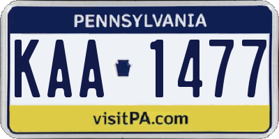 PA license plate KAA1477