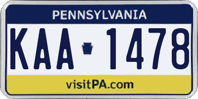 PA license plate KAA1478