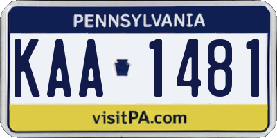 PA license plate KAA1481