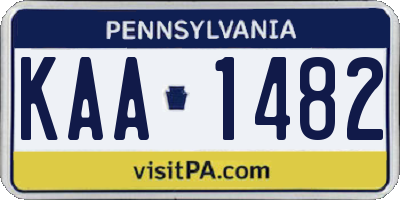 PA license plate KAA1482