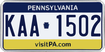 PA license plate KAA1502