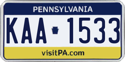 PA license plate KAA1533