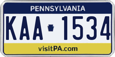 PA license plate KAA1534