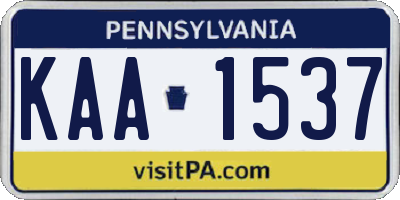 PA license plate KAA1537