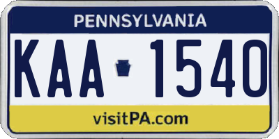 PA license plate KAA1540