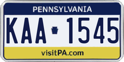 PA license plate KAA1545