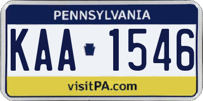 PA license plate KAA1546