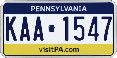 PA license plate KAA1547