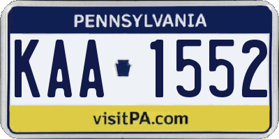 PA license plate KAA1552