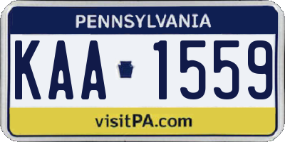 PA license plate KAA1559