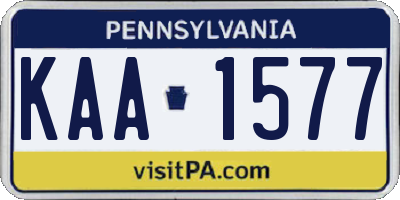 PA license plate KAA1577