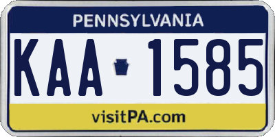 PA license plate KAA1585
