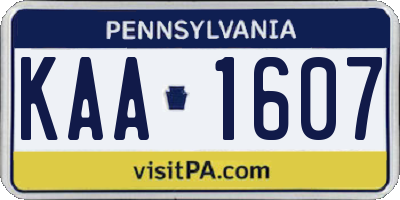 PA license plate KAA1607