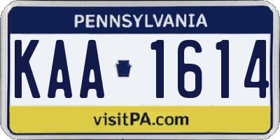 PA license plate KAA1614