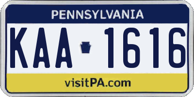 PA license plate KAA1616
