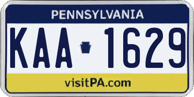PA license plate KAA1629