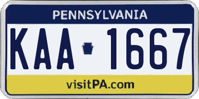 PA license plate KAA1667