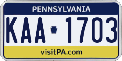 PA license plate KAA1703