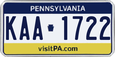 PA license plate KAA1722