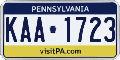 PA license plate KAA1723