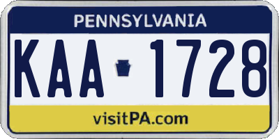 PA license plate KAA1728