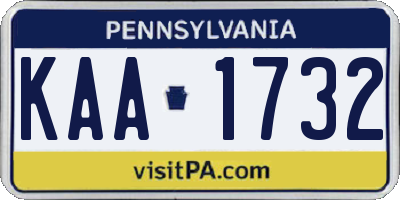 PA license plate KAA1732