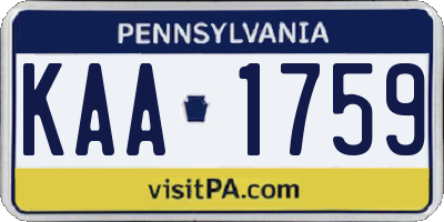 PA license plate KAA1759