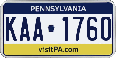 PA license plate KAA1760