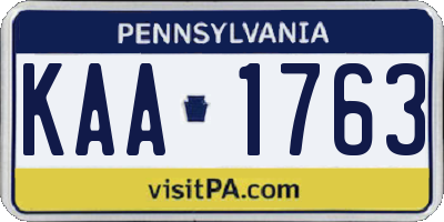 PA license plate KAA1763