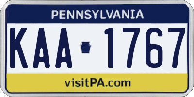 PA license plate KAA1767