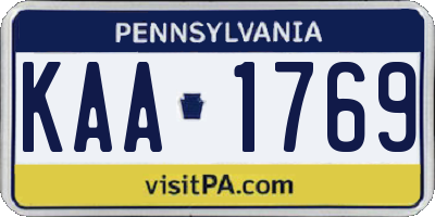 PA license plate KAA1769