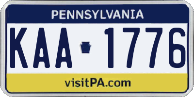 PA license plate KAA1776