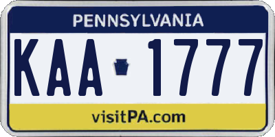 PA license plate KAA1777