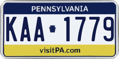 PA license plate KAA1779