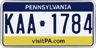 PA license plate KAA1784
