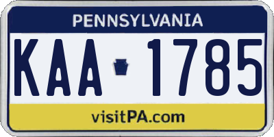 PA license plate KAA1785